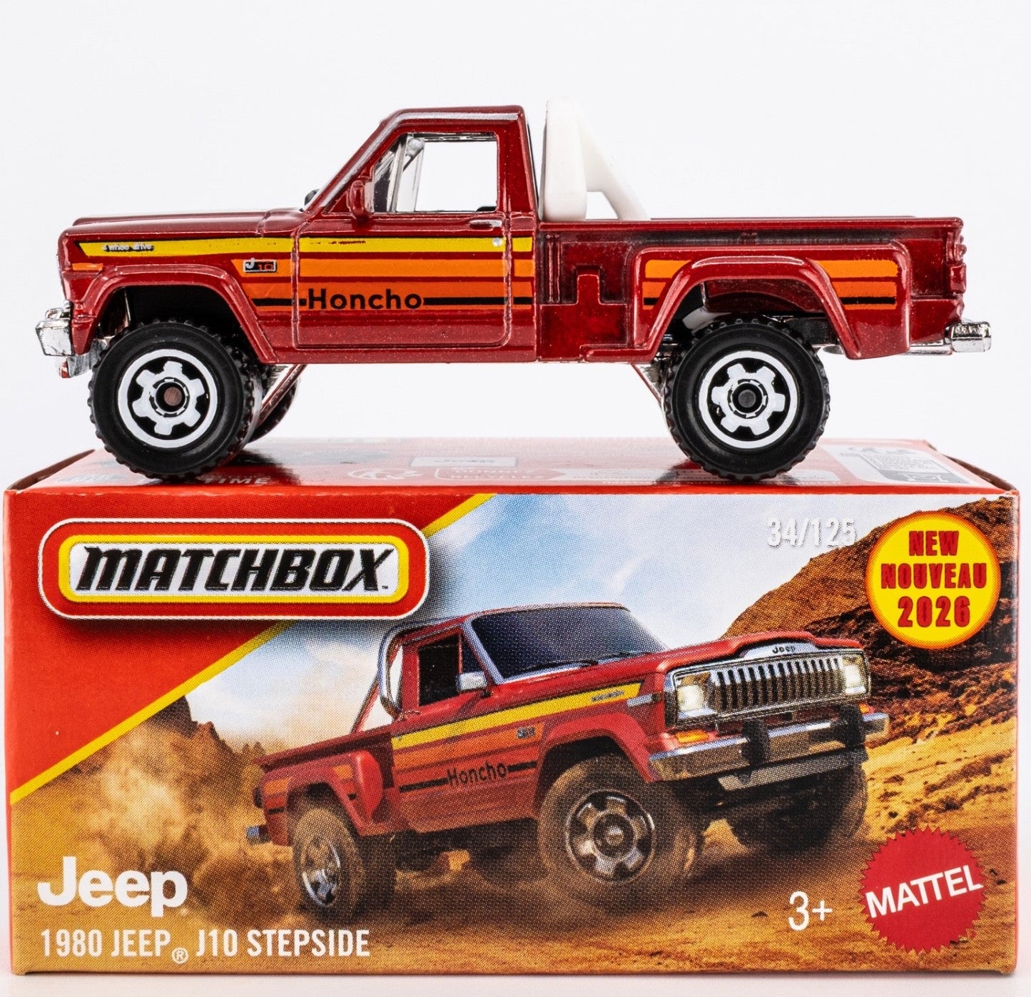 Matchbox 2026 Power Grabs #034/100, 1980 Jeep J10 Stepside, bordeaux metallic