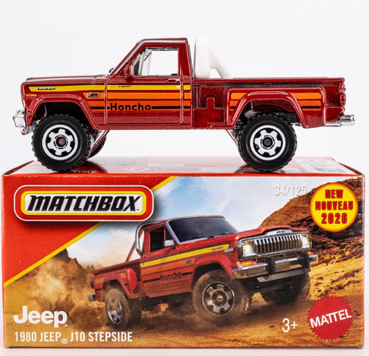 Matchbox 2026 Power Grabs #034/100, 1980 Jeep J10 Stepside, bordeaux metallic