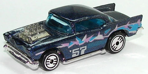 Hot Wheels 1995 #290 '57 Chevy, NEW/LOOSE, metalflake dark blue/UH