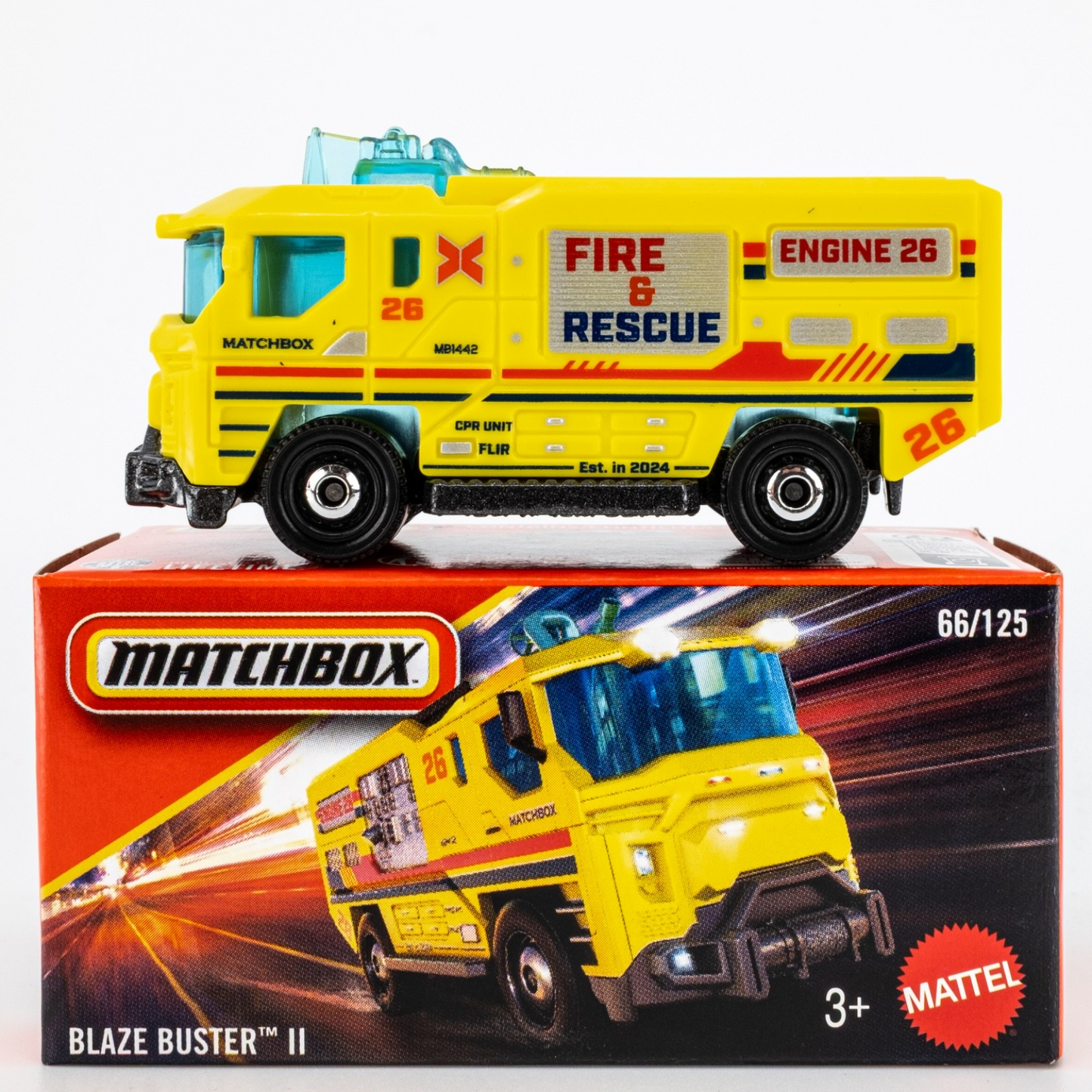 Matchbox 2026 Power Grabs #066/125, Blaze Buster II, yellow