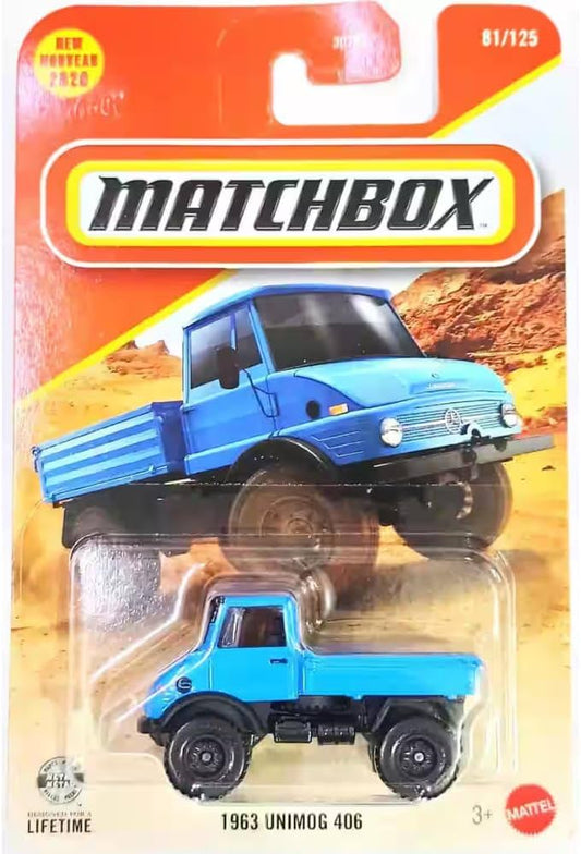 Matchbox 2026 #81/125, 1963 Unimog 406, blue