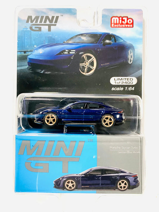 Mini GT #339 Porsche Taycan Turbo S, gentian blue