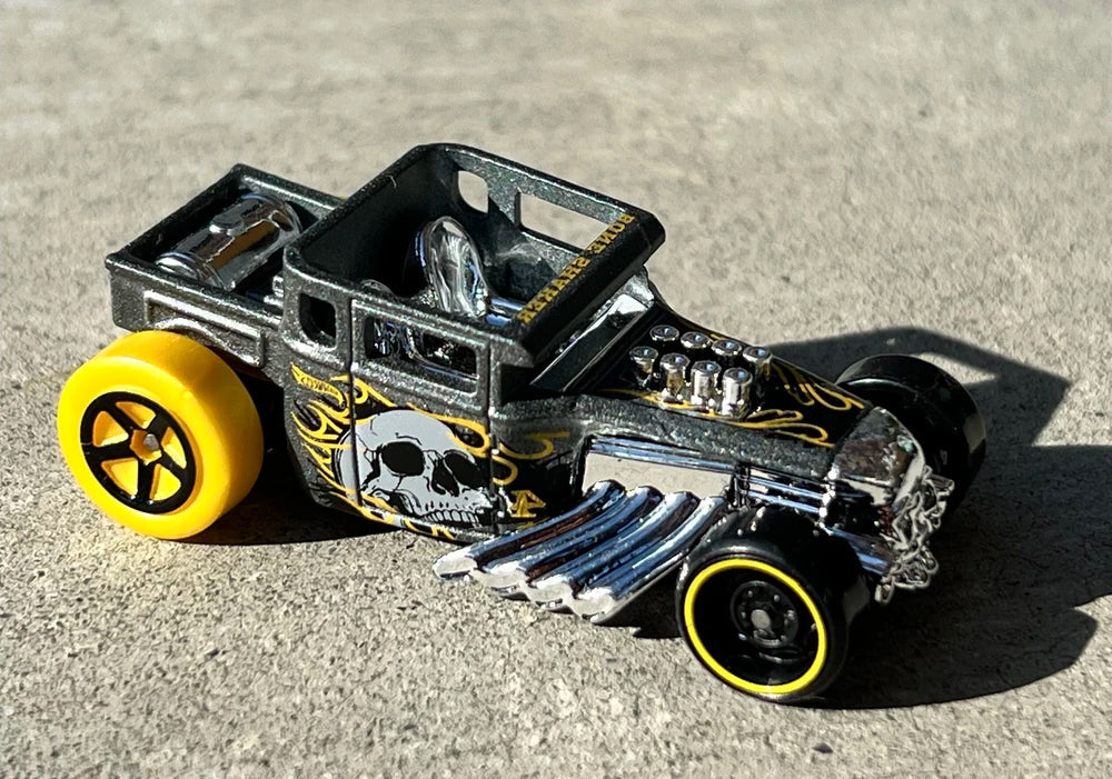 Hot Wheels 2024 Mystery Models (Series 2) Bone Shaker, NEW/LOOSE, dark silver