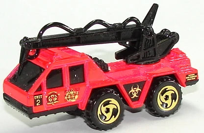 Hot Wheels 1998 #718 Flame Stopper, NEW/LOOSE, bright red (Biohazard logo)