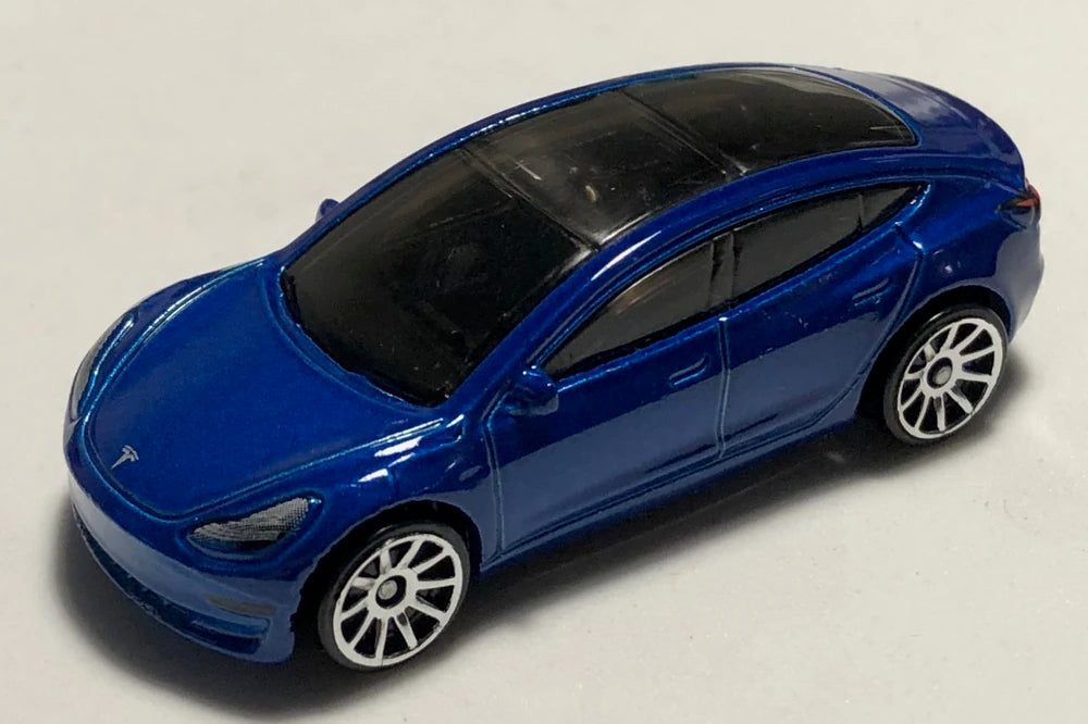 Hot Wheels 2020 #112/250, Tesla Model 3, NEW/LOOSE, deep blue metallic