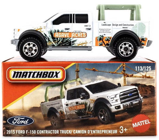 Matchbox 2026 Power Grabs #113/125, 2015 Ford F-150 Contractor Truck, white