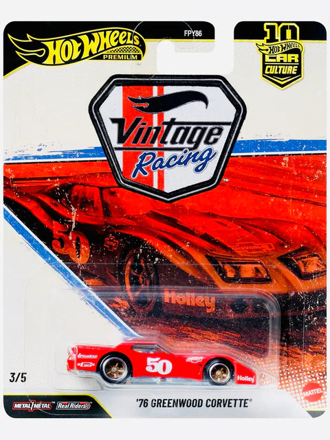 Hot Wheels 2026 Premium Vintage Racing 3/5, '76 Greenwood Corvette