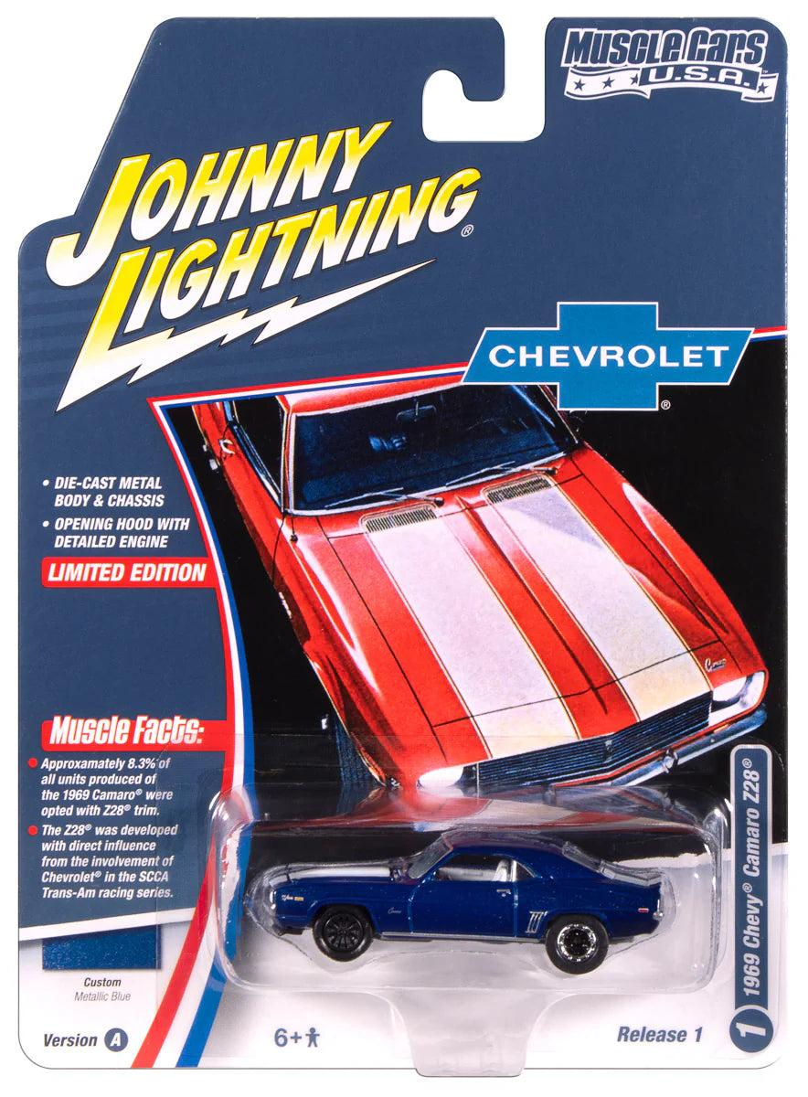 Johnny Lightning Muscle Cars, 1969 Chevy Camaro Z28, metallic blue