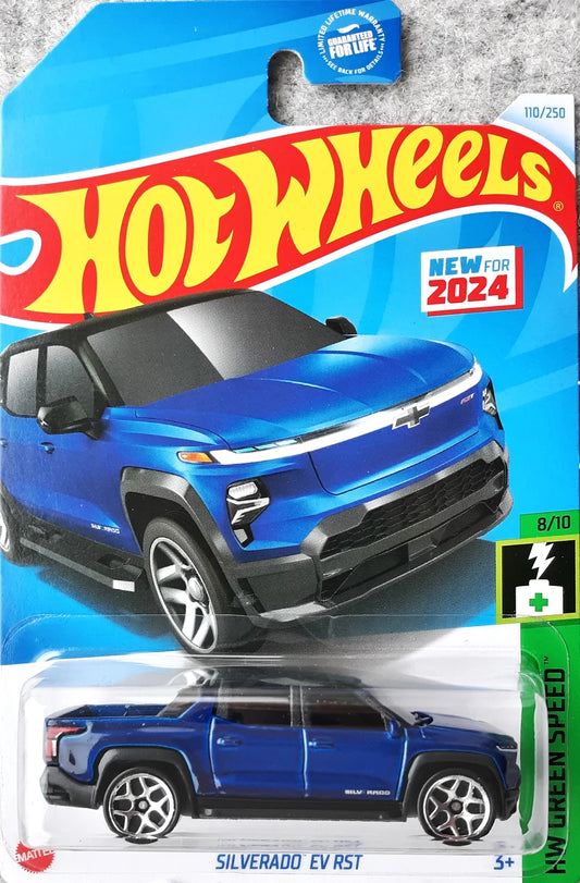 Hot Wheels 2024 #110/250 Silverado EV RST, northsky blue metallic
