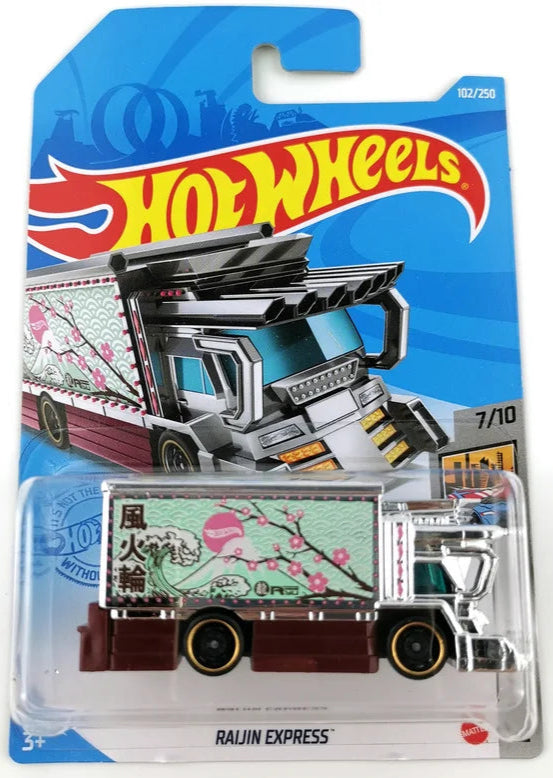 Hot Wheels 2021 #102/250 Raijin Express, chrome w/mint mural