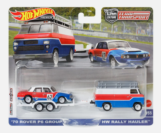 Hot Wheels Car Culture Team Transport #55 '70 Rover P6 Group 2 & HW Rally Hauler