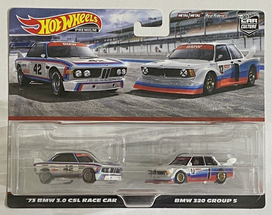 Hot Wheels Premium 2-pack '73 BMW 3.0 CSL Race Car & BMW 320 Group 5