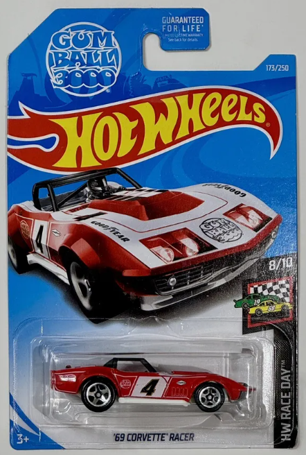 Hot Wheels 2019 #173/250 '69 Corvette Racer, red
