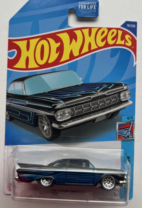 Hot Wheels 2022 #070/250 '59 Chevy Impala, DOLLAR GENERAL EXCLUSIVE, blue