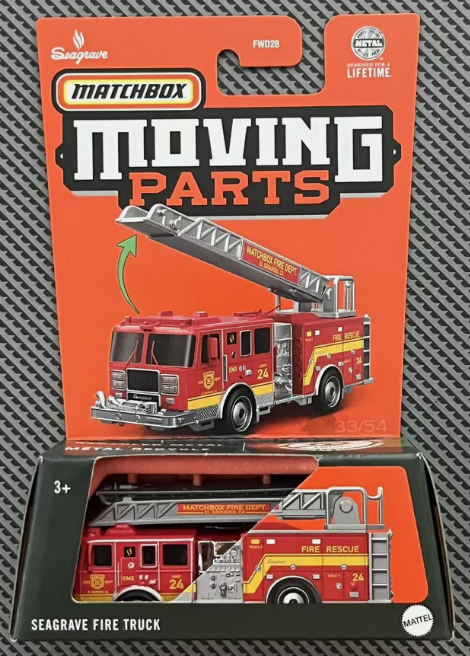 Matchbox 2024 Moving Parts Seagrave Fire Truck, red