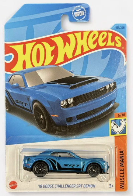 Hot Wheels 2023 #151/250 '18 Dodge Challenger SRT Demon, metallic grabber blue