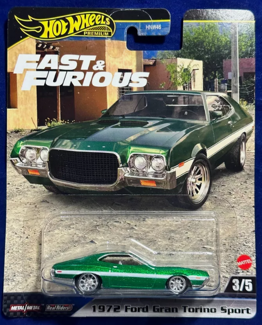 Hot Wheels Premium 2024 Fast & Furious 3/5 1972 Ford Gran Torino Sport