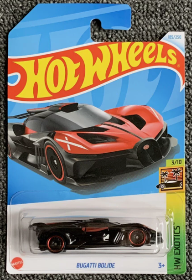 Hot Wheels 2024 #185/250 Bugatti Bolide, black w/red trim
