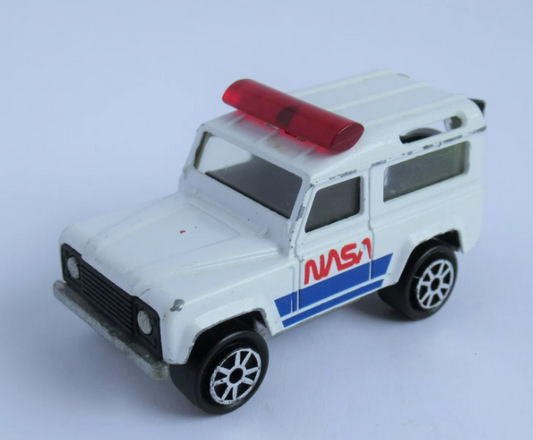 Majorette Land Rover #266, PREOWNED/LOOSE, white NASA graphics