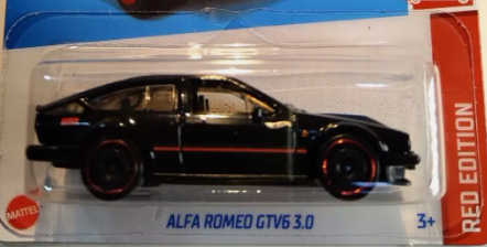 Hot Wheels 2024 #098/250 Alfa Romeo GTV6 3.0, RED EDITION, NEW/LOOSE, black