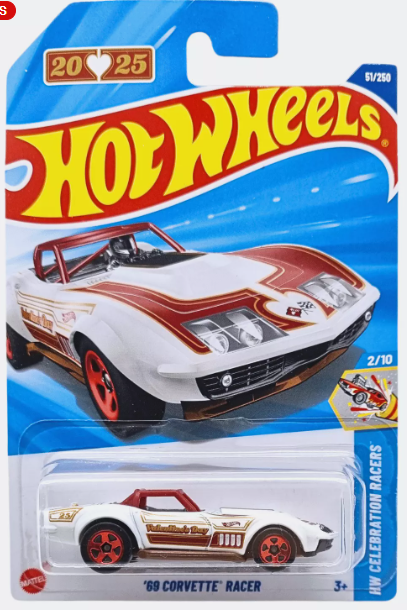 Hot Wheels 2025 #051/250 '69 Corvette Racer, white