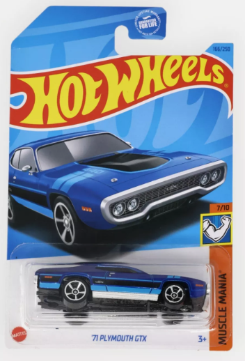 Hot Wheels 2023 #166/250 '71 Plymouth GTX, blue