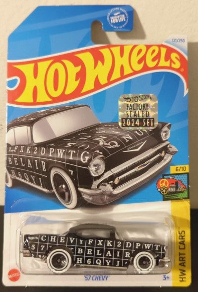 Hot Wheels 2024 #121/250 '57 Chevy, black - FACTORY SEALED