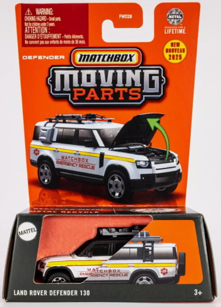 Matchbox 2025 Moving Parts Land Rover Defender 130, white