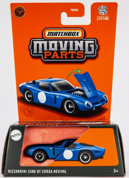 Matchbox 2025 Moving Parts Bizzarrini 5300 GT Corsa Revival, blue