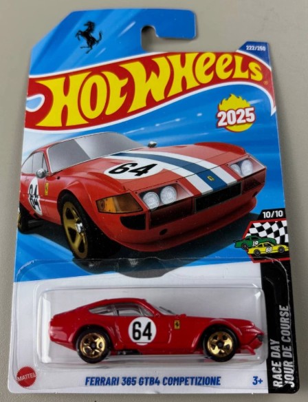 Hot Wheels 2025 #222/250 Ferrari 365 GTB4 Competizione, red