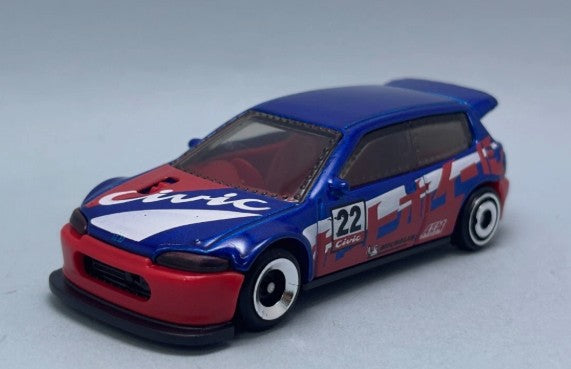 Hot Wheels 2025 #201/250 Honda Civic Custom, NEW/LOOSE, red/white/blue