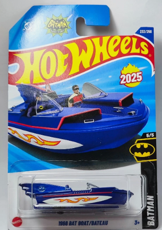 Hot Wheels 2025 #232/250 1966 Bat Boat, blue