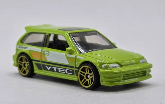 Hot Wheels 2025 #028/250 '90 Honda Civic EF, NEW/LOOSE, lime green