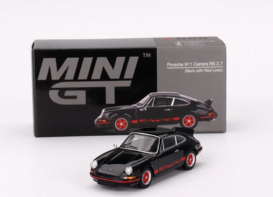 Mini GT #688 Porsche 911 Carrera RS 2.7, NEW/LOOSE, black with red livery