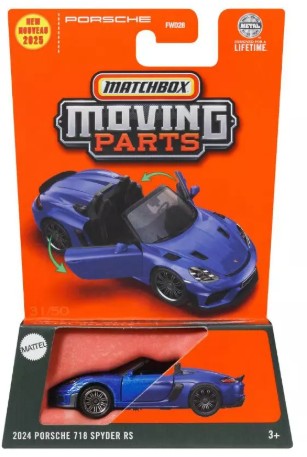 Matchbox 2025 Moving Parts, 2024 Porsche 718 Spyder RS, blue