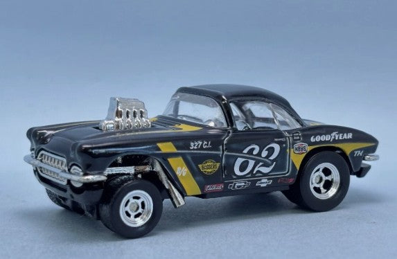 Hot Wheels 2025 #182/250 '62 Corvette Gasser, SUPER TREASURE HUNT, NEW/LOOSE, spectraflame black