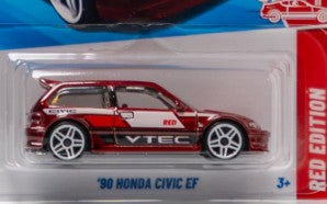 Hot Wheels 2025 #028/250 '90 Honda Civic EF, TARGET RED EDITION, NEW/LOOSE, red