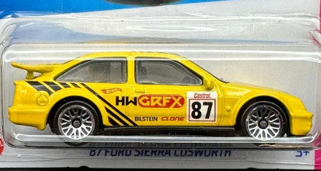 Hot Wheels 2023 #002/250 '87 Ford Sierra Cosworth, RETAILER EXCLUSIVE, NEW/LOOSE, yellow