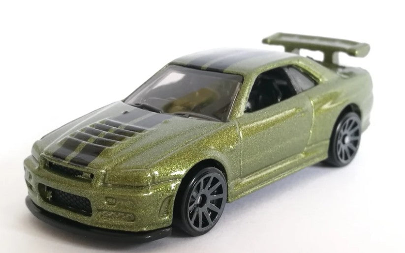 Hot Wheels 2019 #045/250 Nissan Skyline GT-R (BNR34), NEW/LOOSE, metalflake olive green