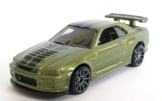 Hot Wheels 2019 #045/250 Nissan Skyline GT-R (BNR34), NEW/LOOSE, metalflake olive green