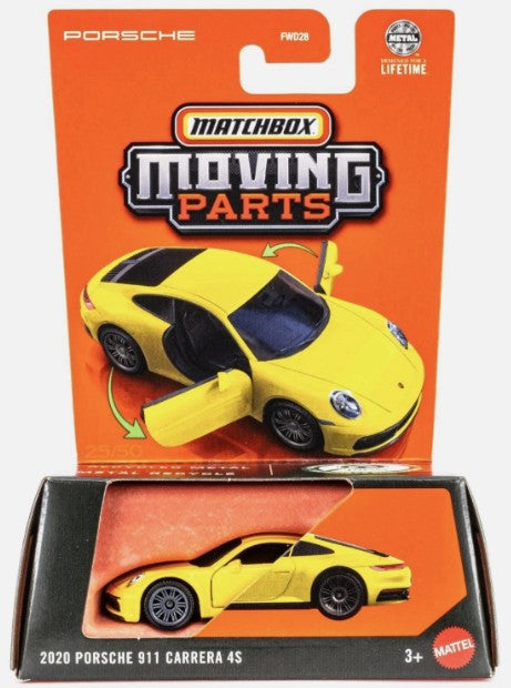 Matchbox 2025 Moving Parts, 2020 Porsche 911 Carrera 4S, yellow