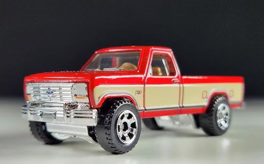 Matchbox 2022 Jurassic World: Dominion, 1986 Ford F150, NEW/LOOSE, metalflake dark red