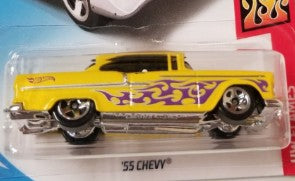 Hot Wheels 2018 #012/365 '55 Chevy, NEW/LOOSE, yellow