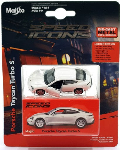 Maisto 2025 Speed Icons Porsche Taycan Turbo S, white