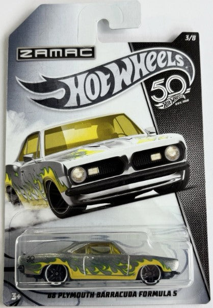 Hot Wheels 2018 50th Anniversary Zamac Flames 3/8, '68 Plymouth Barracuda Formula S, zamac
