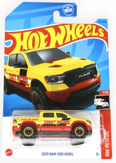 Hot Wheels 2023 #238/250 202 RAM 1500 Rebel, TREASURE HUNT, yellow