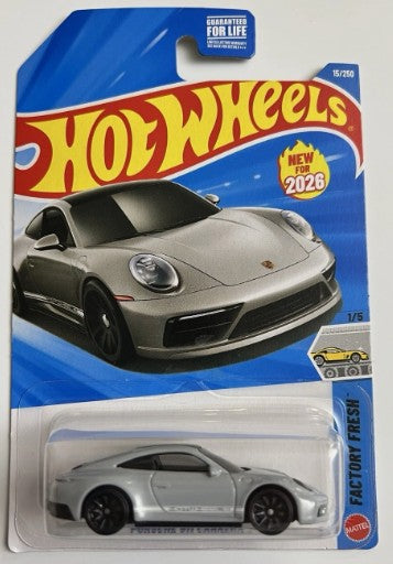 Hot Wheels 2026 #015/250 Porsche 911 Carrera T, light grey