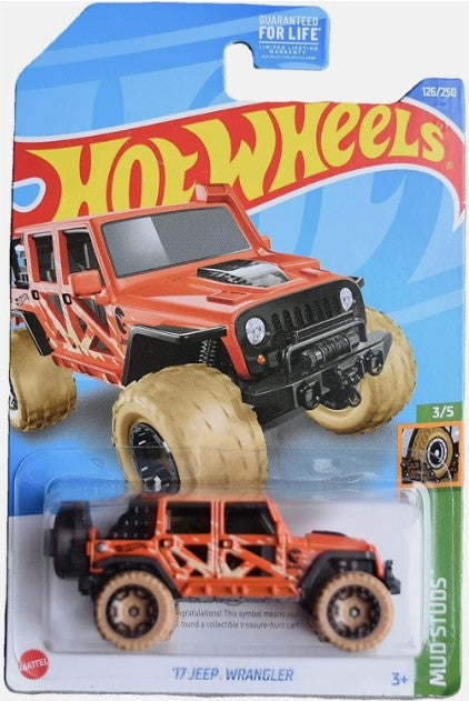 Hot Wheels 2022 #126/250 '17 Jeep Wrangler, TREASURE HUNT, NEW/LOOSE, orange