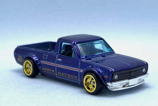 Hot Wheels 2025 #093/250 1975 Datsun Sunny Truck (B120), SUPER TREASURE HUNT, NEW/LOOSE, spectraflame blue