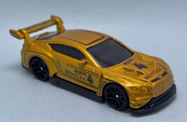 Hot Wheels 2025 #162/250 2018 Bentley Continental GT3, NEW/LOOSE, gold